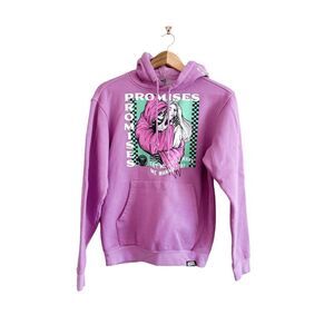Broken Promises Womens Smother Graphic Hoodie Cotton Lavender Fleece Inner Small